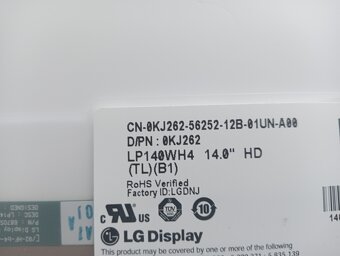 predám 14" LED displej z notebooku 40pin , LP140WH4 - 4