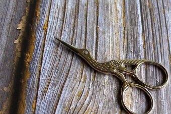 Vintage nožnice jemne zlaté - 4