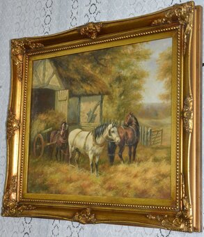 Zámecký obraz - U stáje - olej na plátně - 4
