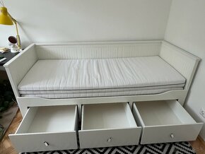 HEMNES posteľ s 3 zásuvkami, biela, 80x200 cm - 4