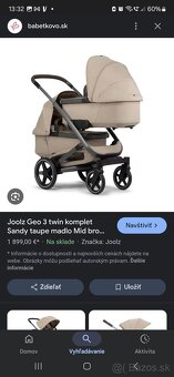 Joolz Geo 3/ Geo3 béžový mono, duo pre dvojičky, súrodenecký - 4