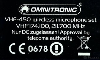 Omnitronic VHF-450 SET 2, bezdrôtový mikrofónny set VHF - 4