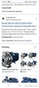 Predám nové výkonné čerpadlo EBARA 11kW 72m3/h - 4