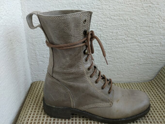 Kožené snurovacie topánky sivo-hnedé, veľkosť 39 - 4