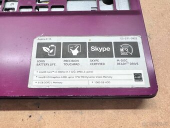 Predám pokazený notebook na náhradné diely zn.Acer E5-571 - 4