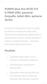 Ponorné čerpadlo 4STM214 – 0,75kW, 40m kábel - 4