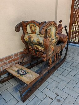 Veľké drevené starožitné sane - 4