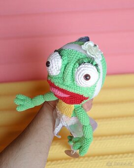 Mäkká háčkovaná žabka – originál handmade - 4