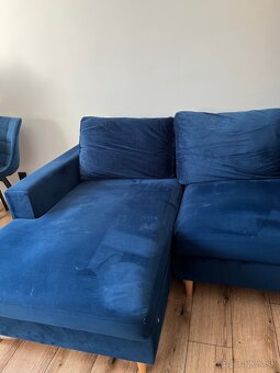 Zamatový modrý gauč - 4