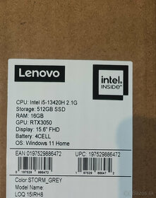 Lenovo LOQ 15IRH8 RTX 3050 Intel i5-13420H Windows 11 Nový - 4