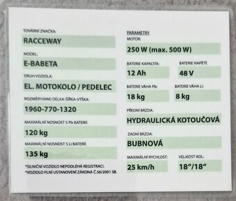 E-babeta moped skuter elektricky elektrobabeta 37km/h - 4