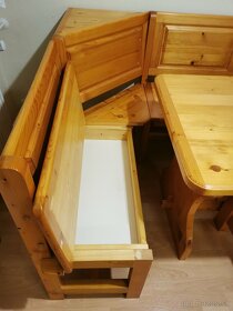 Rohová lavica, stôl a stoličky z masívu ( súprava ) - 4