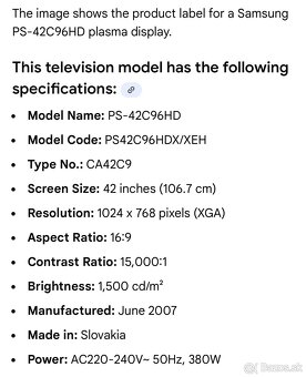Samsung plasma TV display - 4