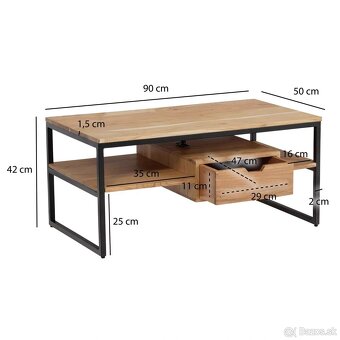 Konferenčný stolík drevený akacia 90 cm - 4