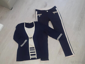 Modré nohavice s červeným prúžkom v.38 - 4