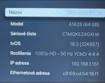Predám Apple TV HD 64GB, model A1625 #1 - 4