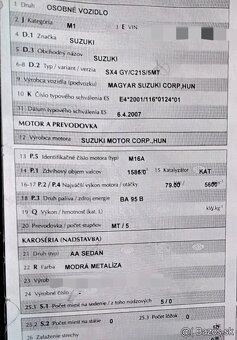 SUZUKI SX4 1.6 2008 predám NÁRAZNÍK, MOTOR M16A, DVERE, KAPO - 4