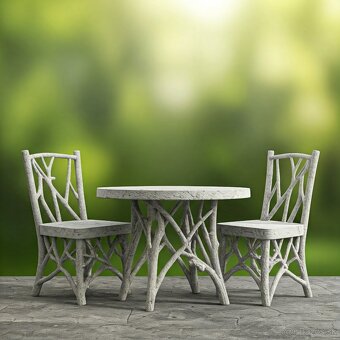 Záhradné betónové posedenie v imitácii dreva - 4