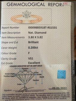 Luxusný zásnubný prsteň s diamantom 0.20 ct – 14kt zlato - 4