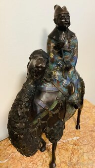 Starožitná bronzová socha Cloisonne  Japonsko - 4