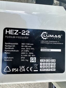 Štiepkovač dreva LUMAG HEZ 22 Pofesional 22 ton PTO/400V - 4