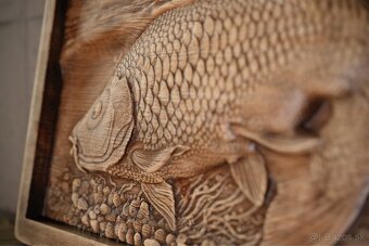 Drevený obraz – Ryba (kapor) - 4