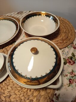 Obedova suprava zeleno-zlata, porcelan - 4