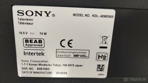 Predám SMART FullHD LEDTV Sony 40WE665 na opravu alebo ND - 4