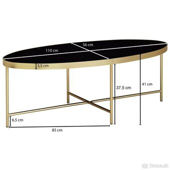 Konferenčný stolík zlato - čierny 110 cm - 4