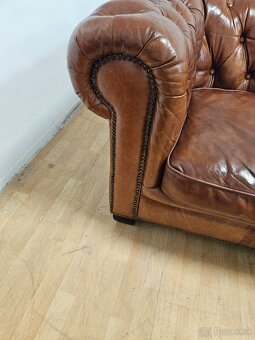 CHESTERFIELD ŠTÝL,KOŽENÁ 2x GAUČ+2xKRESLÁ UŠÁK,NEROZŤ. - 4
