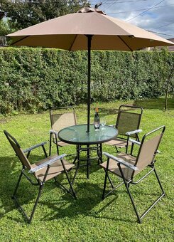 Záhradný slnečník so stoličkami-komplet set - 4