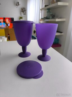 2set fialové Tupperware poháriky na stopke - skladacie - 4