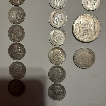 27 kus strieborné mince 1 Kor. Rakuska,Uhorská ,5,2 Pengő - 4