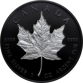 Strieborná minca Maple Leaf - pokovená čiernym rhodiom 1 Oz - 4