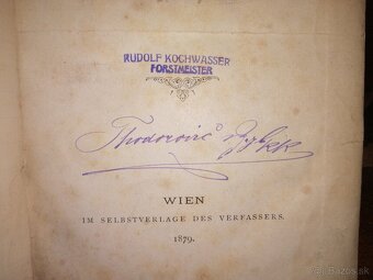 Poľovnícka kniha Venovanie autora Ornithologia 1879 - 4