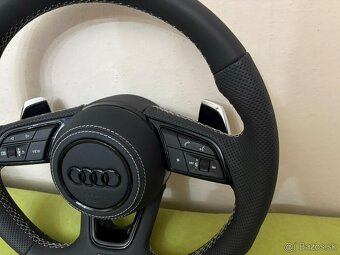 AUDI KOŽENÝ EXCLUSIVE VOLANT + AIRBAG + F1 PADLA BIELA NITKA - 4