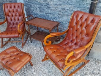 Kožené hojdacie kreslá + servirovaci stolík - 4