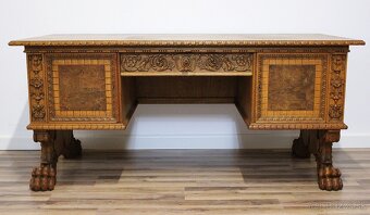 Starožitná řezbovaná pracovna-UNIKÁTNÍ set-6 částí - 4