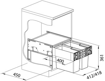 Blanco Select II 45/2 Výsuvný kôš s tlmením - 4