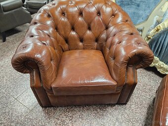 CHESTERFIELD ŠTÝL,HRUBOKOŽENÁ SEDAČKA 3+2+1 - 4
