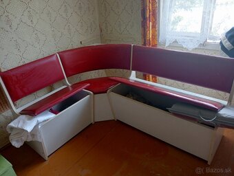 Kuchynská rohová lavica retro, červená - 4