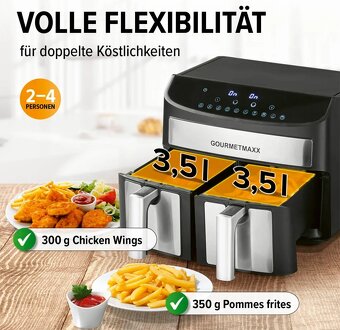 GOURMETmaxx Dvojkomorová teplovzdušná fritéza, 2 x 3,5 l - 4