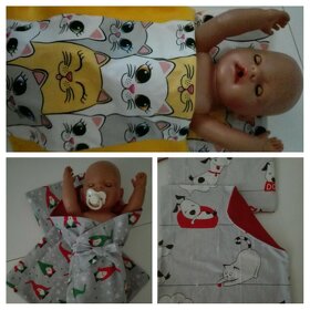 Deka s vankúšom a zavinovačky pre bábiky - 4