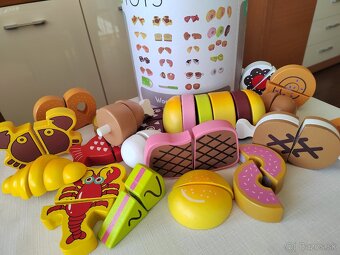 Drevené potraviny na krájanie Eco Toys - 23 ks - 4