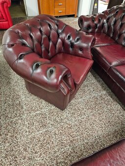 CHESTERFIELD ŠTÝL,KOŽENÁ SEDAČKA 3+3+1 - 4