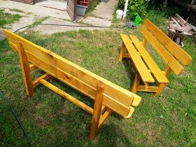 sada drevených lavičiek vo farbe "svetlý dub" - 4