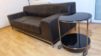 Okrúhly stolík kov + čierne sklo Ikea - 4