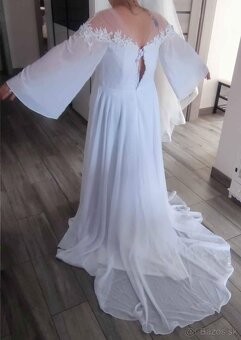 Snehobiele tehotenské svadobné šaty nové - 4