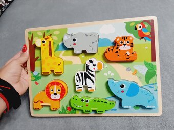 Drevené hračky/puzzle na motoriku 6/kus - 4