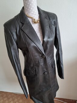 tmavohnedý kožený kabát veľ. 36/38 - 4